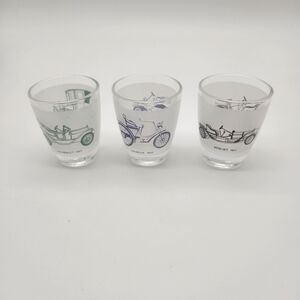VINTAGE FEDERAL GLASS SHOT GLASSES SET Of 3 ANTIQUE CARS Made In France
